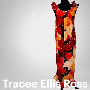 TRACEE ELLIS ROSS Beautiful Ruffled Tropical Maxi Dress